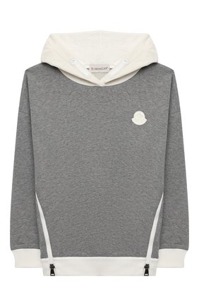 Детский хлопковое худи MONCLER серого цвета по цене 29800 руб., арт. F2-954-8G730-10-809B3/8-10A | Фото 1 Детский хлопковое худи MONCLER серого цвета, арт. F2-954-8G730-10-809B3/8-10A | Фото 1