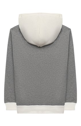 Детский хлопковое худи MONCLER серого цвета по цене 29800 руб., арт. F2-954-8G730-10-809B3/8-10A | Фото 2 Детский хлопковое худи MONCLER серого цвета, арт. F2-954-8G730-10-809B3/8-10A | Фото 2