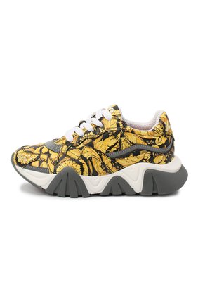 Детские кожаные кроссовки VERSACE золотого цвета по цене 42700 руб., арт. YHX00029/YB00376/30-33 | Фото 2 Детские кожаные кроссовки VERSACE золотого цвета, арт. YHX00029/YB00376/30-33 | Фото 2