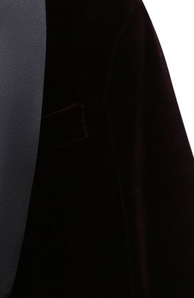 Детский бархатный пиджак BRUNELLO CUCINELLI бордового цвета, арт. BQ401S703A | Фото 3 (Рукава: Длинные; Мальчики-школьная форма: Пиджаки; Материал внешний: Хлопок; Кросс-КТ: пиджак; Материал подклада: Купро; Ростовка одежда: 4 года | 104 см, 6 лет | 116 см)