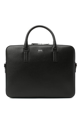 Мужская кожаная сумка для ноутбука BOSS черного цвета по цене 65000 руб., арт. 50390138 | Фото 1 Мужская кожаная сумка для ноутбука BOSS черного цвета, арт. 50390138 | Фото 1