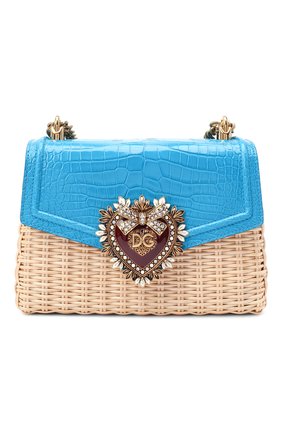 Женская сумка devotion small DOLCE & GABBANA бирюзового цвета по цене 941500 руб., арт. BB6713/A2V93/AMIS | Фото 1 Женская сумка devotion small DOLCE & GABBANA бирюзового цвета, арт. BB6713/A2V93/AMIS | Фото 1 (Материал: Натуральная кожа; Ремень/цепочка: На ремешке; Размер: small; Сумки-технические: Сумки через плечо)