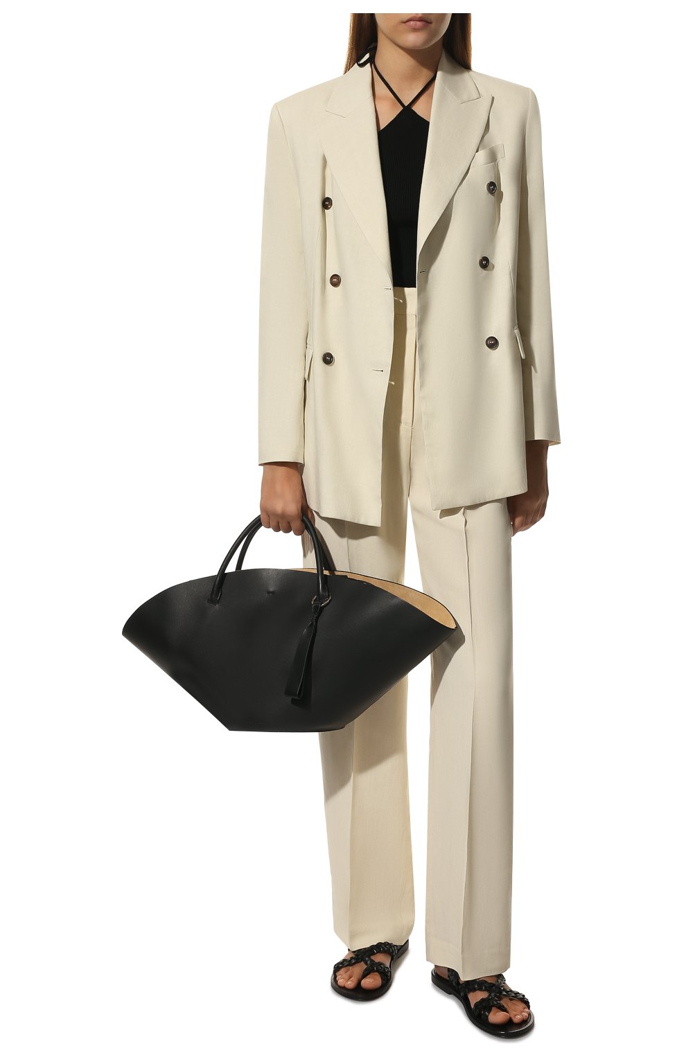 Женский сумка sombrero medium JIL SANDER черного цвета по цене 239500 руб., арт. JSPQ850309-WQB69129V | Фото 2 Женский сумка sombrero medium JIL SANDER черного цвета, арт. JSPQ850309-WQB69129V | Фото 2 (Сумки-технические: Сумки-шопперы; Размер: medium; Материал: Натуральная кожа)