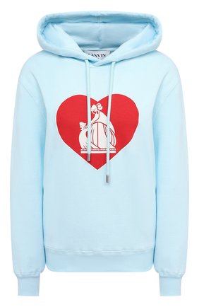 Женский хлопковое худи LANVIN голубого цвета по цене 45650 руб., арт. RW-T0698J-JR39-H20 | Фото 1 Женский хлопковое худи LANVIN голубого цвета, арт. RW-T0698J-JR39-H20 | Фото 1