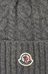 Женская шерстяная шапка MONCLER серого цвета, арт. F2-093-9Z703-01-A9328 | Фото 3 (Материал: Текстиль, Кашемир, Шерсть)