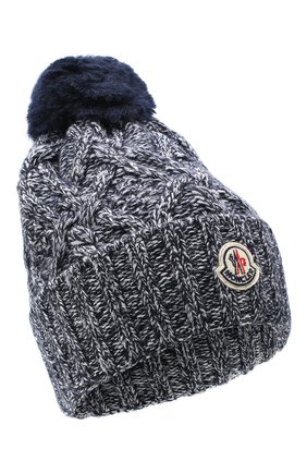 Женская шерстяная шапка MONCLER синего цвета по цене 26700 руб., арт. F2-093-9Z736-00-A9444 | Фото 1 Женская шерстяная шапка MONCLER синего цвета, арт. F2-093-9Z736-00-A9444 | Фото 1