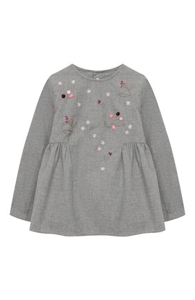 Детское хлопковая блузка IL GUFO серого цвета, арт. A20CL187C0051/5A-8A | Фото 1 (Рукава: Длинные; Материал внешний: Хлопок; Ростовка одежда: 5 лет | 110 см)