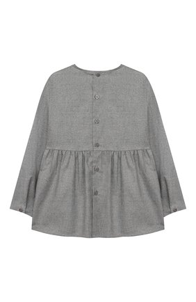 Детское хлопковая блузка IL GUFO серого цвета, арт. A20CL187C0051/5A-8A | Фото 2 (Рукава: Длинные; Материал внешний: Хлопок; Ростовка одежда: 5 лет | 110 см)