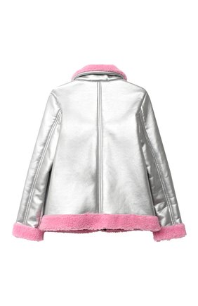 Детская куртка с отделкой из шерсти EMILIO PUCCI серебряного цвета по цене 31800 руб., арт. 9N2021/ND570/10-14 | Фото 2 Детская куртка с отделкой из шерсти EMILIO PUCCI серебряного цвета, арт. 9N2021/ND570/10-14 | Фото 2