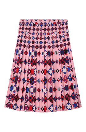 Детская плиссированная юбка EMILIO PUCCI розового цвета по цене 21850 руб., арт. 9N7025/ND780/10-14 | Фото 2 Детская плиссированная юбка EMILIO PUCCI розового цвета, арт. 9N7025/ND780/10-14 | Фото 2
