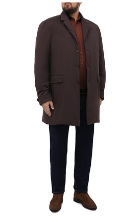 Мужской пуховый плащ KIRED коричневого цвета по цене 169000 руб., арт. WPELM0LW6806527000/62-72 | Фото 2 Мужской пуховый плащ KIRED коричневого цвета, арт. WPELM0LW6806527000/62-72 | Фото 2 (Материал подклада: Синтетический материал; Материал внешний: Синтетический материал; Рукава: Длинные; Мужское Кросс-КТ: Верхняя одежда, Плащ-верхняя одежда; Стили: Классический; Big sizes: Big Sizes; Длина (верхняя одежда): До середины бедра; Материал утеплителя: Пух и перо)