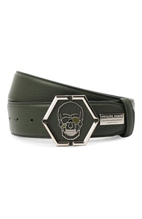 Мужской кожаный ремень PHILIPP PLEIN хаки цвета по цене 41550 руб., арт. A20A MVA0611 PLE002N | Фото 1 Мужской кожаный ремень PHILIPP PLEIN хаки цвета, арт. A20A MVA0611 PLE002N | Фото 1