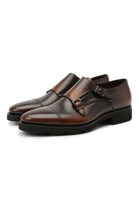 Мужские кожаные монки SANTONI темно-коричневого цвета по цене 69950 руб., арт. MCBN17125PW5HSYCT60 | Фото 1 Мужские кожаные монки SANTONI темно-коричневого цвета, арт. MCBN17125PW5HSYCT60 | Фото 1