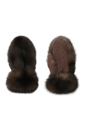 Женские меховые варежки BLACK SABLE коричневого цвета по цене 77000 руб., арт. BS-002V | Фото 2 Женские меховые варежки BLACK SABLE коричневого цвета, арт. BS-002V | Фото 2