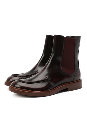 Женские кожаные ботинки TOD’S бордового цвета по цене 63050 руб., арт. XXW93C0DV00ESH | Фото 1 Женские кожаные ботинки TOD’S бордового цвета, арт. XXW93C0DV00ESH | Фото 1