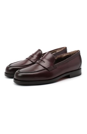 Женские кожаные лоферы SANTONI бордового цвета по цене 55650 руб., арт. WUQR59036BYRAILKB40 | Фото 1 Женские кожаные лоферы SANTONI бордового цвета, арт. WUQR59036BYRAILKB40 | Фото 1
