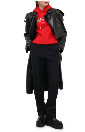 Женская хлопковое худи LANVIN красного цвета по цене 49900 руб., арт. RW-T0698J-JR32-H20 | Фото 2 Женская хлопковое худи LANVIN красного цвета, арт. RW-T0698J-JR32-H20 | Фото 2