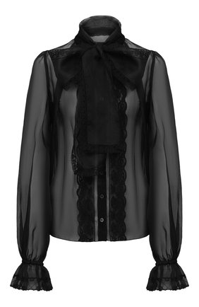 Женская шелковая блузка DOLCE & GABBANA черного цвета по цене 99500 руб., арт. J5AAJT/FU1BU | Фото 1 Женская шелковая блузка DOLCE & GABBANA черного цвета, арт. J5AAJT/FU1BU | Фото 1