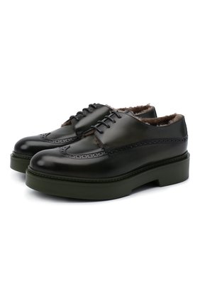 Женская кожаные дерби SANTONI темно-зеленого цвета по цене 58100 руб., арт. WUHW59043VERALESV70 | Фото 1 Женская кожаные дерби SANTONI темно-зеленого цвета, арт. WUHW59043VERALESV70 | Фото 1