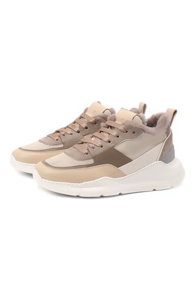 Женские кожаные кроссовки SANTONI бежевого цвета по цене 44100 руб., арт. WBKI60613AGGPLRAE60 | Фото 1 Женские кожаные кроссовки SANTONI бежевого цвета, арт. WBKI60613AGGPLRAE60 | Фото 1