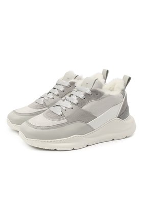 Женские кожаные кроссовки SANTONI светло-серого цвета по цене 44100 руб., арт. WBKI60613AGGPLRAG41 | Фото 1 Женские кожаные кроссовки SANTONI светло-серого цвета, арт. WBKI60613AGGPLRAG41 | Фото 1