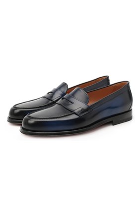 Женские кожаные лоферы SANTONI темно-синего цвета по цене 59950 руб., арт. WUQU58984BA1NFHSU85 | Фото 1 Женские кожаные лоферы SANTONI темно-синего цвета, арт. WUQU58984BA1NFHSU85 | Фото 1