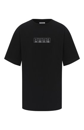 Женская хлопковая футболка VETEMENTS черного цвета по цене 32200 руб., арт. UAH21TR506 1611/W | Фото 1 Женская хлопковая футболка VETEMENTS черного цвета, арт. UAH21TR506 1611/W | Фото 1