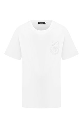 Женская хлопковая футболка DOLCE & GABBANA белого цвета, арт. F8M66Z/G7XHC | Фото 1 (Длина (для топов): Стандартные; Рукава: Короткие; Материал внешний: Хлопок; Стили: Кэжуэл; Принт: Без принта; Женское Кросс-КТ: Футболка-одежда)