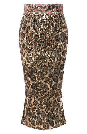 Женская юбка с пайетками DOLCE & GABBANA коричневого цвета по цене 99500 руб., арт. J4016Z/FLSCN | Фото 1 Женская юбка с пайетками DOLCE & GABBANA коричневого цвета, арт. J4016Z/FLSCN | Фото 1