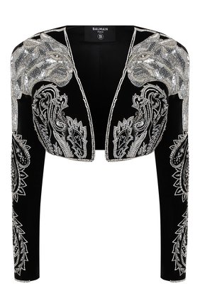 Женский жакет из вискозы и шелка BALMAIN черного цвета по цене 557000 руб., арт. UF17751/A066 | Фото 1 Женский жакет из вискозы и шелка BALMAIN черного цвета, арт. UF17751/A066 | Фото 1