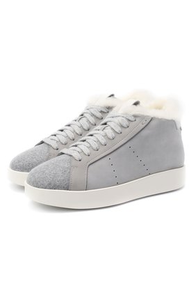 Женские кожаные кеды SANTONI темно-серого цвета по цене 44100 руб., арт. WBWI60726BIAPLLNG45 | Фото 1 Женские кожаные кеды SANTONI темно-серого цвета, арт. WBWI60726BIAPLLNG45 | Фото 1
