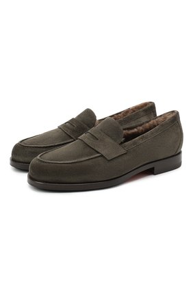 Женские замшевые лоферы SANTONI темно-зеленого цвета по цене 55650 руб., арт. WUQR59036BYRAPYLV40 | Фото 1 Женские замшевые лоферы SANTONI темно-зеленого цвета, арт. WUQR59036BYRAPYLV40 | Фото 1