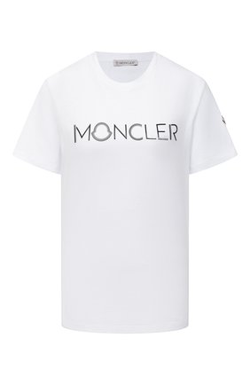 Женская хлопковая футболка MONCLER белого цвета по цене 19100 руб., арт. F2-093-8C762-10-V8161 | Фото 1 Женская хлопковая футболка MONCLER белого цвета, арт. F2-093-8C762-10-V8161 | Фото 1