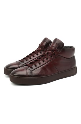 Мужские кожаные кеды SANTONI бордового цвета по цене 45950 руб., арт. MBGL20851CHIRG0TB66 | Фото 1 Мужские кожаные кеды SANTONI бордового цвета, арт. MBGL20851CHIRG0TB66 | Фото 1