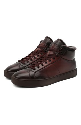 Мужские кожаные кеды SANTONI бордового цвета по цене 49950 руб., арт. MBGL20870CHIPGSXB66 | Фото 1 Мужские кожаные кеды SANTONI бордового цвета, арт. MBGL20870CHIPGSXB66 | Фото 1