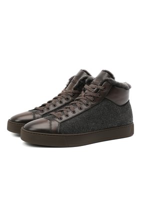 Мужские комбинированные кеды SANTONI темно-коричневого цвета по цене 48800 руб., арт. MBGL21423TMMPTV0T60 | Фото 1 Мужские комбинированные кеды SANTONI темно-коричневого цвета, арт. MBGL21423TMMPTV0T60 | Фото 1