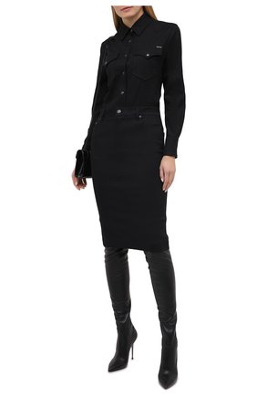 Женские кожаные ботфорты TOM FORD черного цвета по цене 206500 руб., арт. W2771R-LSP012 | Фото 2 Женские кожаные ботфорты TOM FORD черного цвета, арт. W2771R-LSP012 | Фото 2
