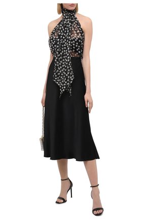 Женский шелковый топ SAINT LAURENT черно-белого цвета по цене 79950 руб., арт. 641196/Y8B48 | Фото 2 Женский шелковый топ SAINT LAURENT черно-белого цвета, арт. 641196/Y8B48 | Фото 2