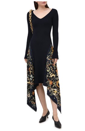 Женское шерстяное платье LANVIN темно-синего цвета по цене 161500 руб., арт. RW-DR332M-MI16-H20 | Фото 2 Женское шерстяное платье LANVIN темно-синего цвета, арт. RW-DR332M-MI16-H20 | Фото 2