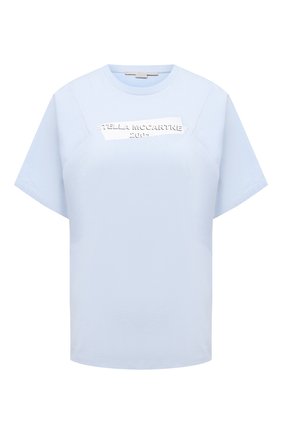 Женская хлопковая футболка STELLA MCCARTNEY голубого цвета по цене 24450 руб., арт. 602395/S0W39 | Фото 1 Женская хлопковая футболка STELLA MCCARTNEY голубого цвета, арт. 602395/S0W39 | Фото 1