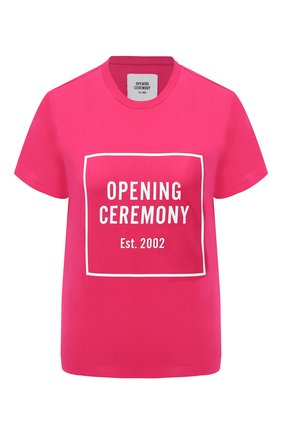 Женская хлопковая футболка OPENING CEREMONY фуксия цвета по цене 13650 руб., арт. YWAA001E20JER001 | Фото 1 Женская хлопковая футболка OPENING CEREMONY фуксия цвета, арт. YWAA001E20JER001 | Фото 1