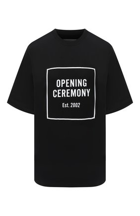 Женская хлопковая футболка OPENING CEREMONY черного цвета по цене 15750 руб., арт. YWAA005E20JER001 | Фото 1 Женская хлопковая футболка OPENING CEREMONY черного цвета, арт. YWAA005E20JER001 | Фото 1