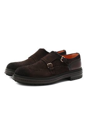 Мужские замшевые монки SANTONI коричневого цвета по цене 52600 руб., арт. MGMI16232JK2ESEJT55 | Фото 1 Мужские замшевые монки SANTONI коричневого цвета, арт. MGMI16232JK2ESEJT55 | Фото 1