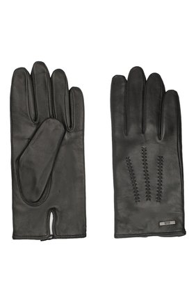 Мужские кожаные перчатки BOSS черного цвета, арт. 50437119 | Фото 2 (Материал: Натуральная кожа; Мужское Кросс-КТ: Кожа и замша)