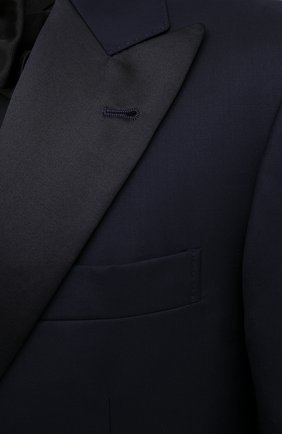Мужской шерстяной смокинг BRUNELLO CUCINELLI темно-синего цвета, арт. MF460AS21 | Фото 6 (Материал внешний: Шерсть; Рукава: Длинные; Костюмы М: Однобортный; Материал подклада: Купро)