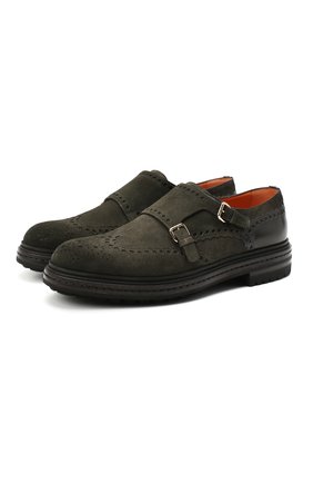 Мужские замшевые монки SANTONI темно-зеленого цвета по цене 52600 руб., арт. MGMI16232JK2ESEJV51 | Фото 1 Мужские замшевые монки SANTONI темно-зеленого цвета, арт. MGMI16232JK2ESEJV51 | Фото 1