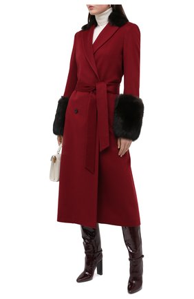Женское кашемировое пальто KITON красного цвета по цене 1145000 руб., арт. D50624K05T42 | Фото 2 Женское кашемировое пальто KITON красного цвета, арт. D50624K05T42 | Фото 2