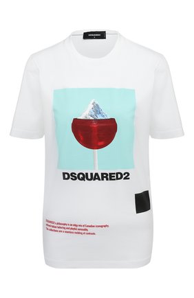 Женская хлопковая футболка DSQUARED2 белого цвета по цене 20900 руб., арт. S72GD0247/S23009 | Фото 1 Женская хлопковая футболка DSQUARED2 белого цвета, арт. S72GD0247/S23009 | Фото 1