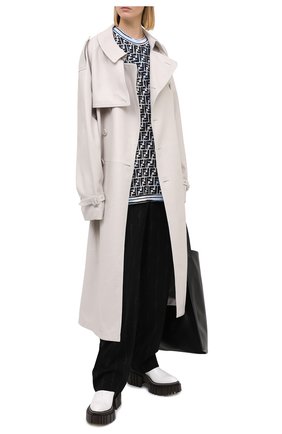 Женская хлопковая футболка FENDI синего цвета по цене 67500 руб., арт. FS7242 AC6G | Фото 2 Женская хлопковая футболка FENDI синего цвета, арт. FS7242 AC6G | Фото 2