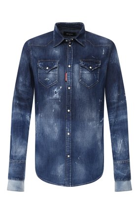 Мужская джинсовая рубашка DSQUARED2 синего цвета по цене 59150 руб., арт. S71DM0423/S30341 | Фото 1 Мужская джинсовая рубашка DSQUARED2 синего цвета, арт. S71DM0423/S30341 | Фото 1